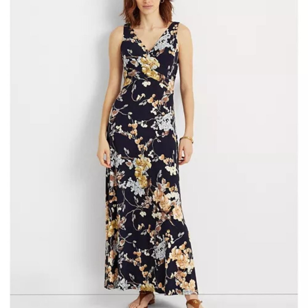 NWOT Lauren Ralph Lauren Petit Floral Jersey Sleeveless Dress